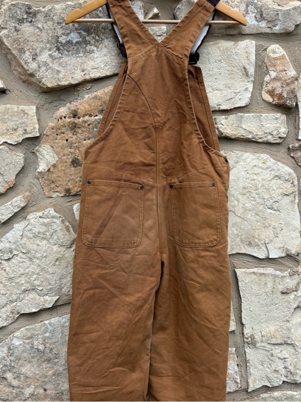 Carhartt brown duck canvas insulated bib overalls boys size 8 - Picture 2 of 8